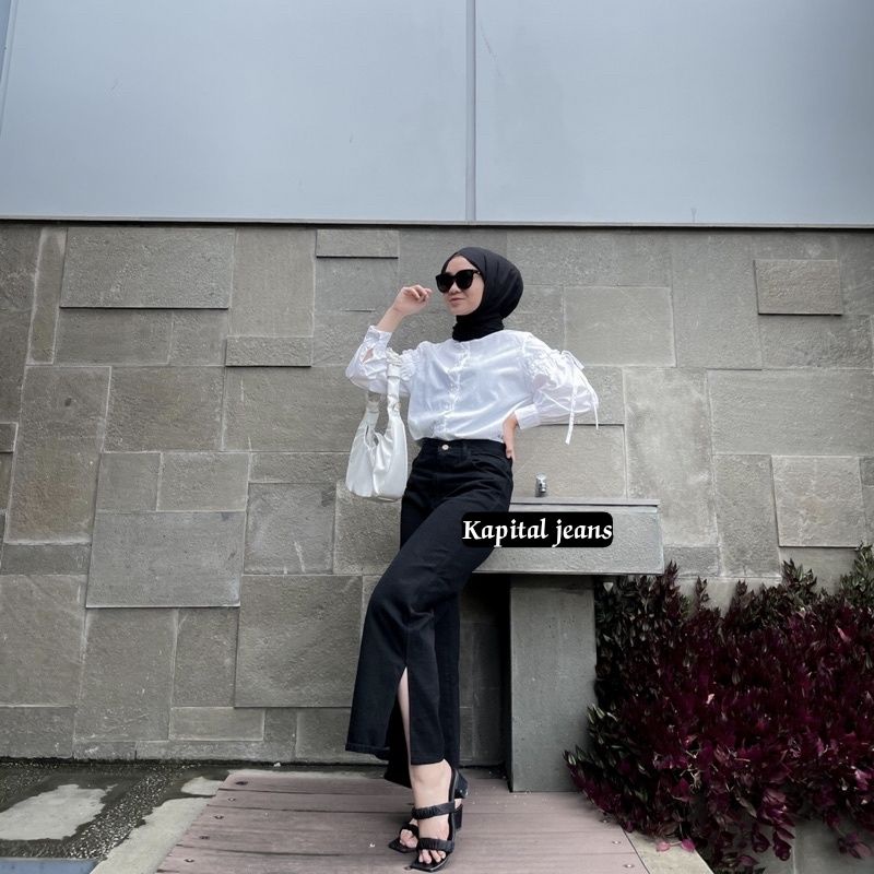 kulot Jeans Celana Highwaist Kulot Jeans Premium Kulot Jeans Belah Samping HW Wanita