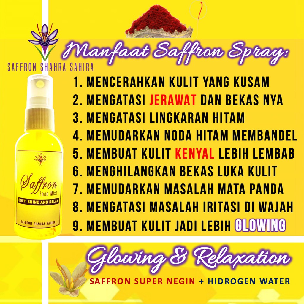 Face Mist Saffron ORIGINAL Safron Face Mist Obat Jerawat 60 ML