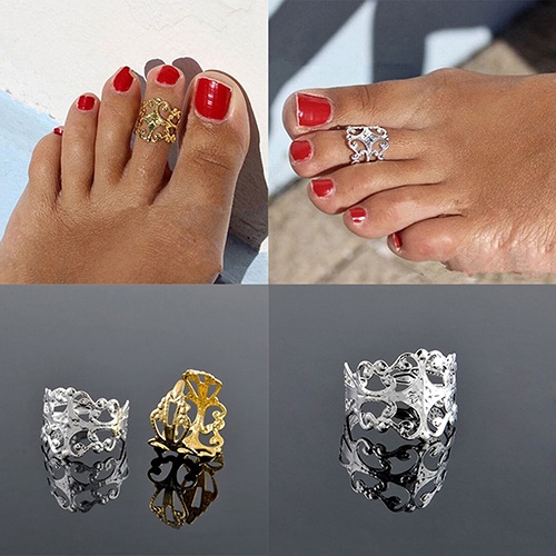 Hu Hu Hu Hu Hu Alat Bantu Pasang Kacamata♡ Cincin Jari Kaki Wanita Model Terbuka Hollow Adjustable Untuk Pesta / Pantai / Hadiah