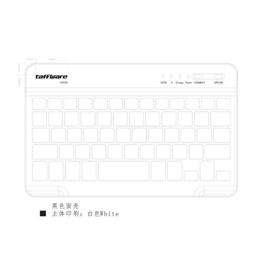 Keyboard Slim Wireless Bluetooth Rechargeable Kiboard Taffware KM78D windows android Hitam 10 iinch 8 in GS8