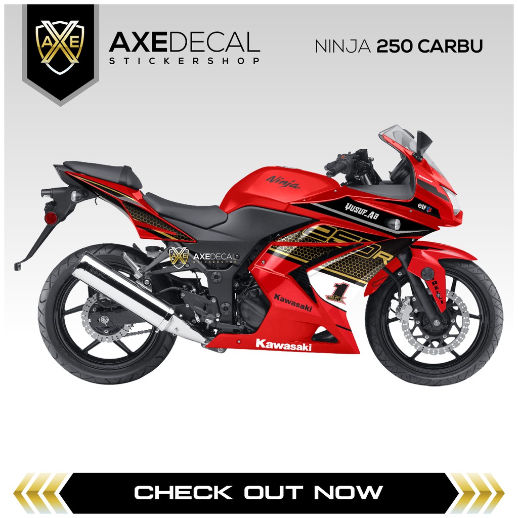 Decal Striping Kawasaki Ninja 250 Karbu / Stiker Motor Ninja Carbu KRT / Stock Decals Kawasaki Ninja