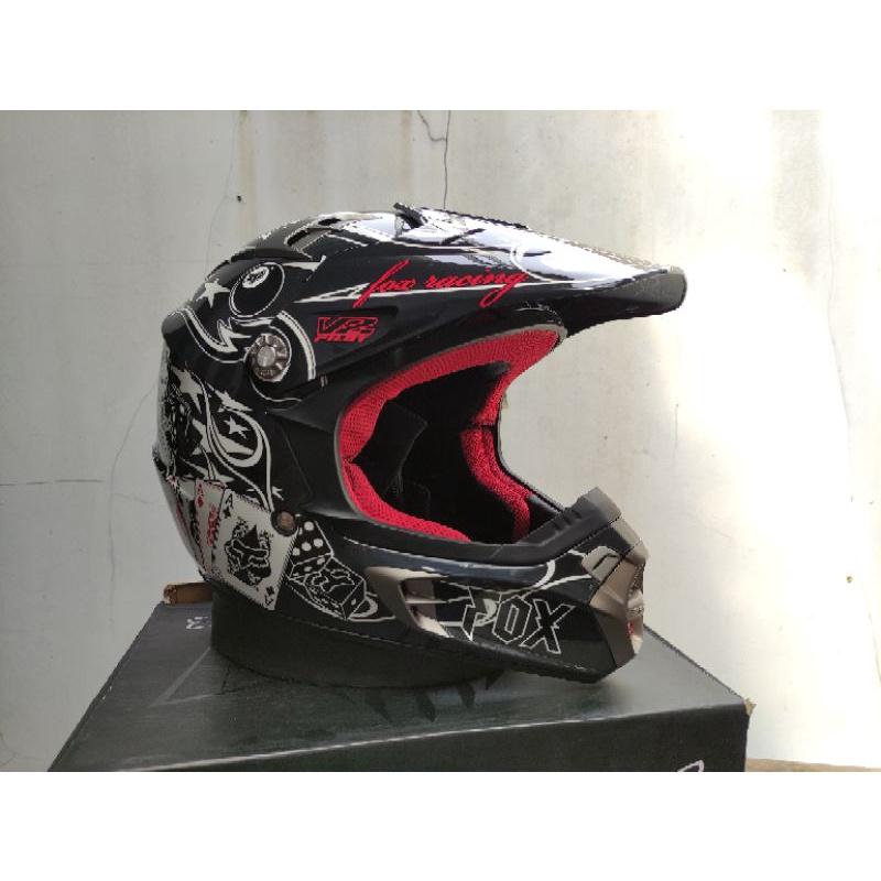HELM FOX PILOT V2 LADY CARD BLACK RED ORIGINAL helm cross supermoto grasstrack