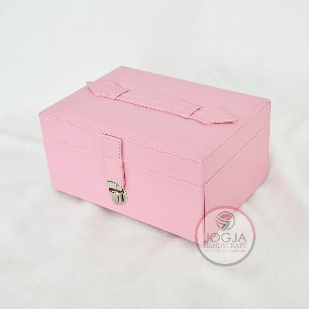 Kotak Tempat Perhiasan / Box Aksesoris Cincin, Gelang &amp; Kalung Pink