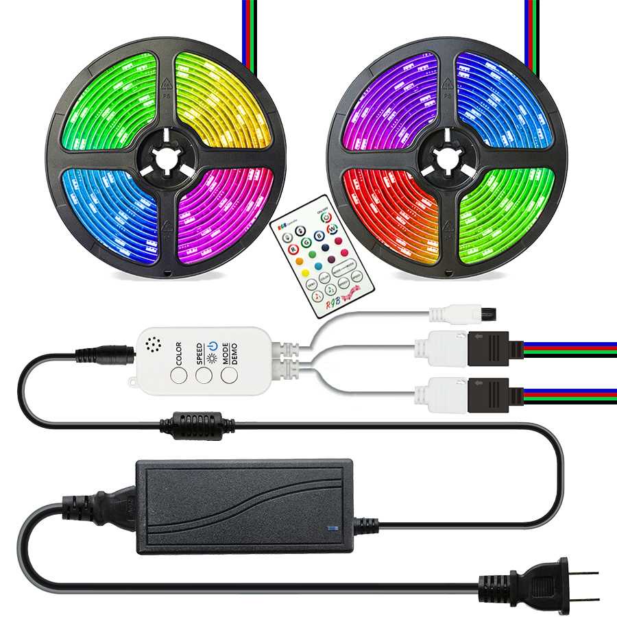 Led Strip Disco DJ Mode Beat Music, 10M RGB 220V SMD 5050,  Led Panggung GOOLOOK Lampu LED Strip Disco Music Mode RGB 10M Controller + Remote GL3 12V 5050 RGB music voice LED light Bluetooth Lamp control Smart Bluetooth APP 10 meters, 15M light with set