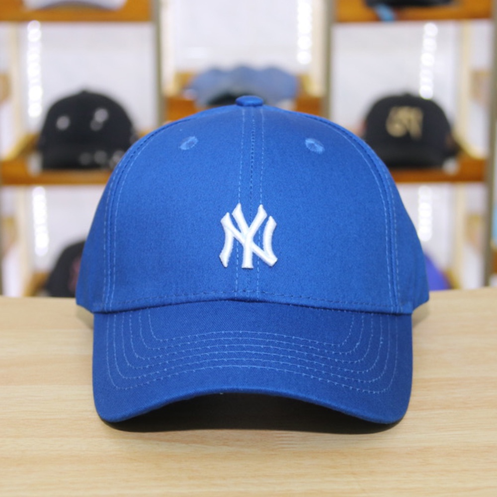 topi ny biru font putih basic mlb import original 100% pria wanita branded distro polos nyc