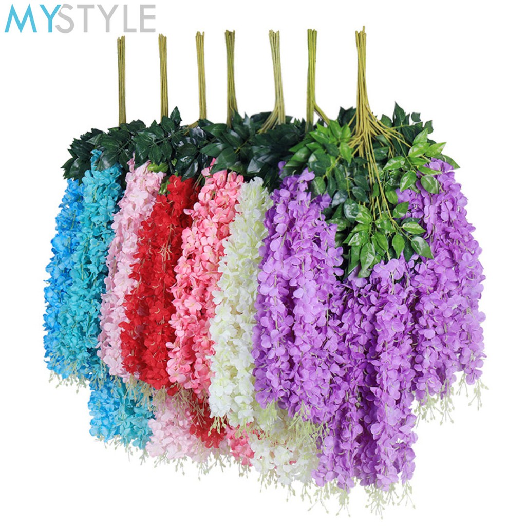 HAPPY TIME DAUN WISTERIA KECIL (1 PACK = 12 PCS / 1 PACK = 3 PCS) DAUN RAMBAT UNTUK DEKORASI HIASAN WEDDING