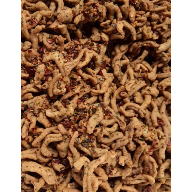 

Kripik usus bumbu pedas daun jeruk