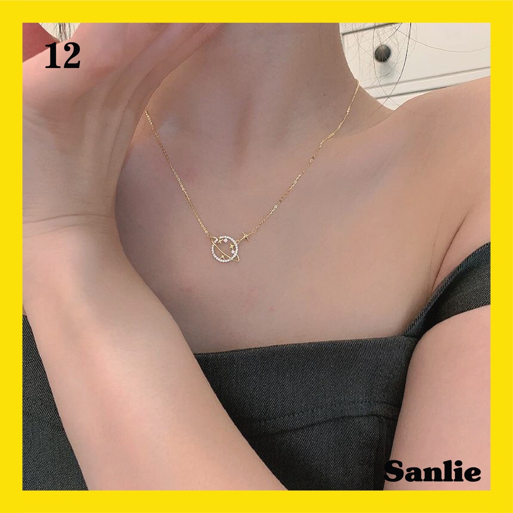 Sanlie Kalung Titanium Wanita Korea  Kalung Liontin Fashion Murah Model Bintang 12