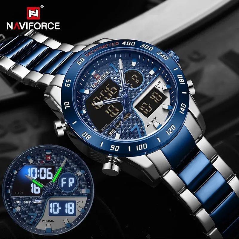 ( Best Seller ) Jam Tangan Pria Naviforce 9171 Dualtime Digital & Analog Original