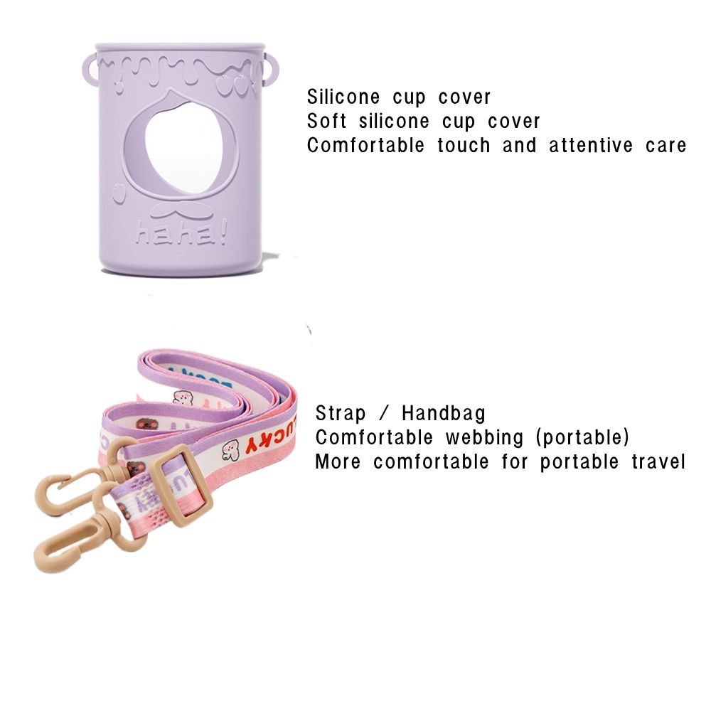 Solighter 500ml Botol Air Minum Isolasi Sedotan Silicone Case Travel Cup
