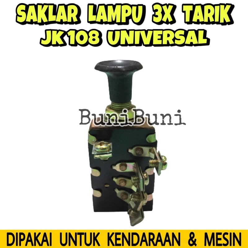 Saklar Lampu / Switch On Off 3X Tarik Tipe JK108 Untuk Mobil &amp; Truk Universal