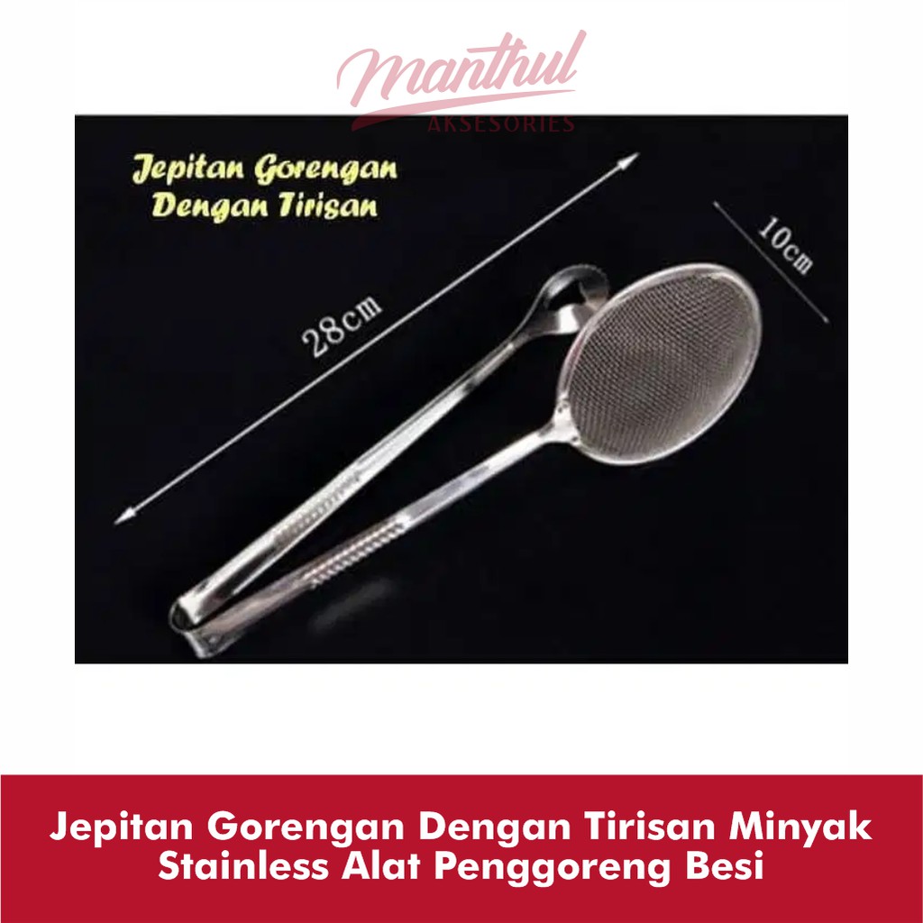 Jepitan Gorengan Dengan Tirisan Minyak Stainless Alat Penggoreng Besi