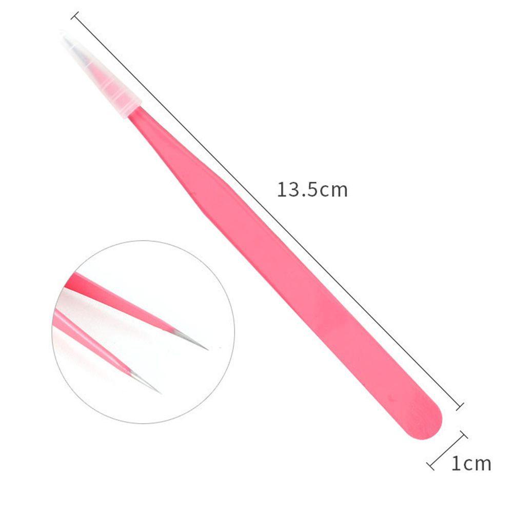 R-flower Eyelash Tweezer Pink Makeup Lurus+Bengkok Penjepit Kristal