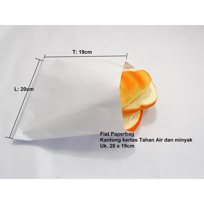 

Paperbag Kantong Tahan Air Flat 20x19cm Burger Kebab Pita Bread
