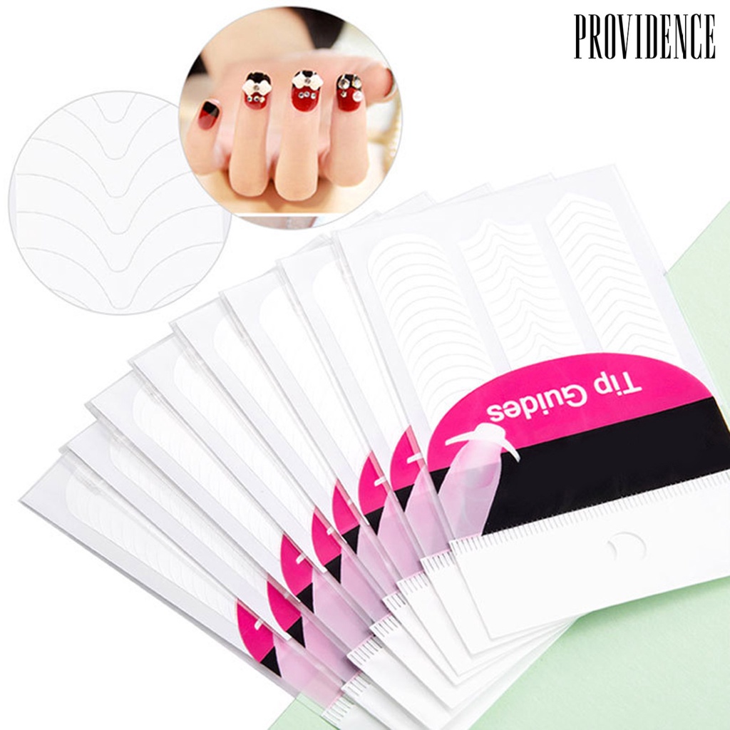 Providence 10Pcs/50Pcs Ultra Thin Nail Line Tip Images Printing White Stencil Tip Guide French Manicure Decals for Female