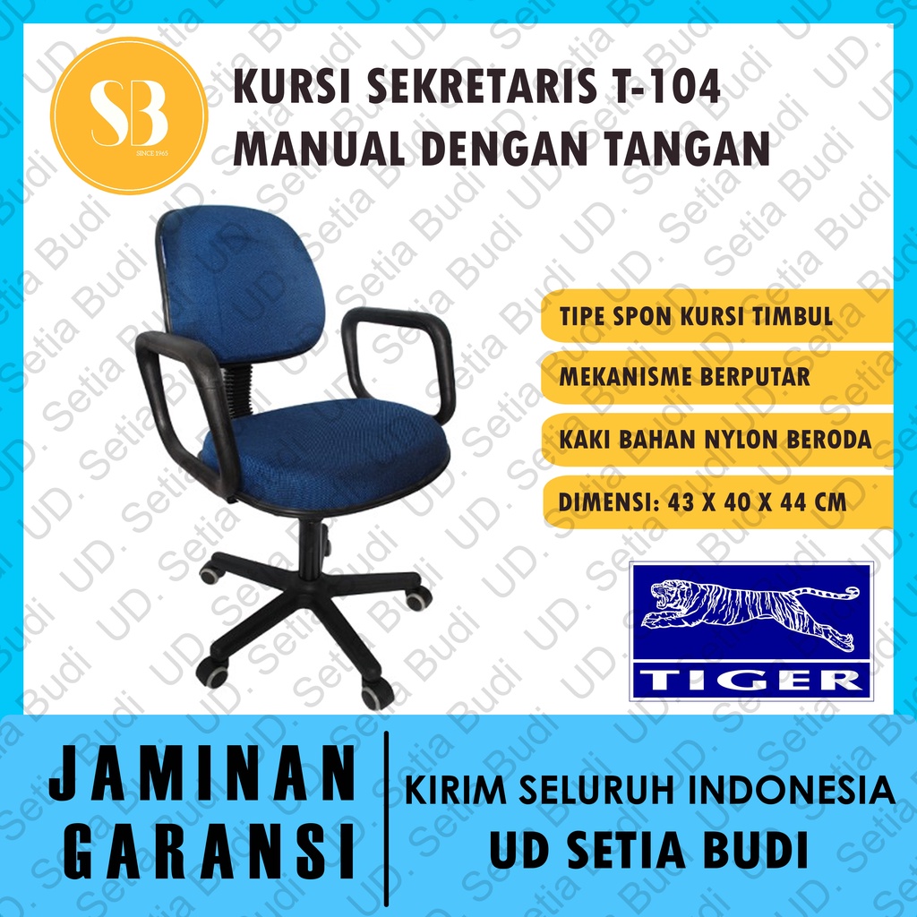 Kursi Kantor Sekretaris Tiger T-104 Manual Dengan Tangan