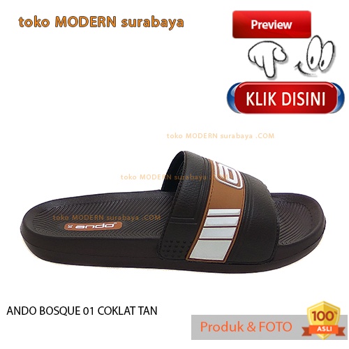 ANDO BOSQUE 01 COKLAT TAN sandal pria sandal slide flip flop karet