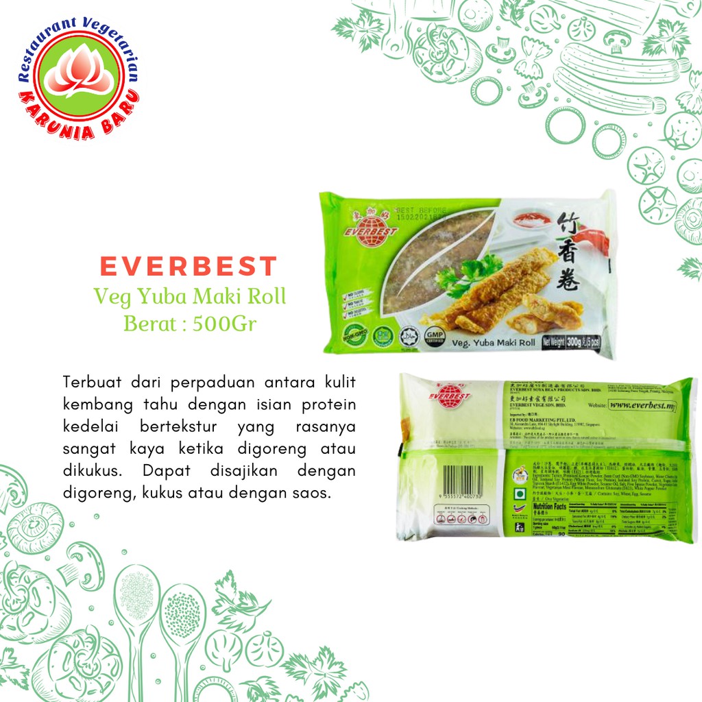 

EVERBEST Veg Yuba Maki Roll/Lumpia udang seafood Vegetarian 500Gr