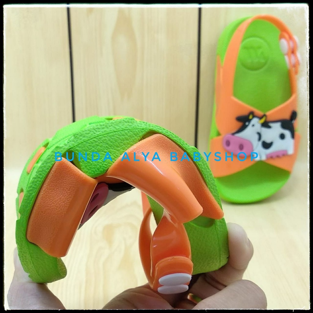 Sandal Anak Laki Laki 6 Bulan 1 2 Tahun HIJAU COW  Karet Lentur - Sendal Anak Karet Anti Licin Tali Silang Size 18 - 23