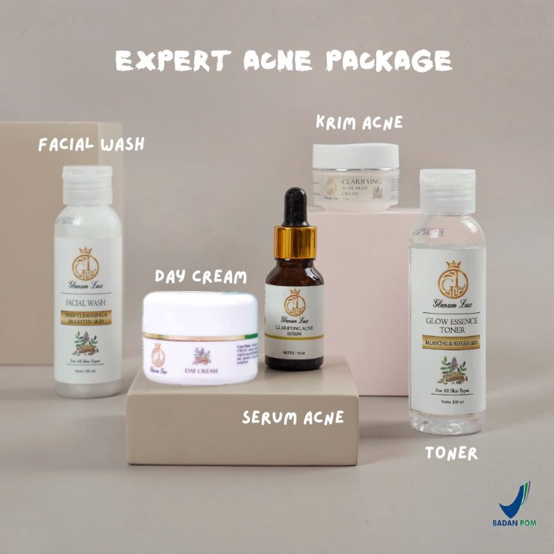 (FREE LIP GLOSS) Glanzen Lux Expert Acne Package Bpom Krim Jerawat Pelembab Wajah