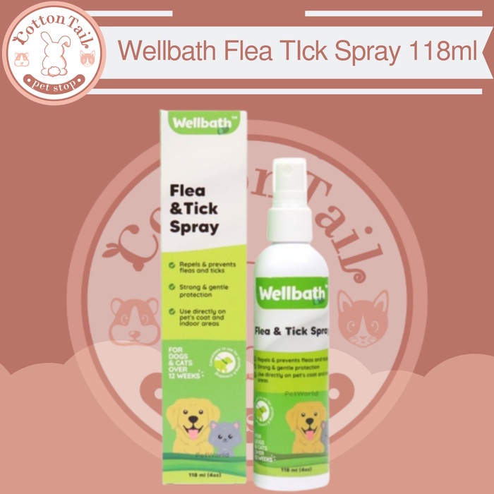 Wellbath Flea &amp; Tick Spray 118ml Obat Kutu Anjing Kucing Hewan PC6219