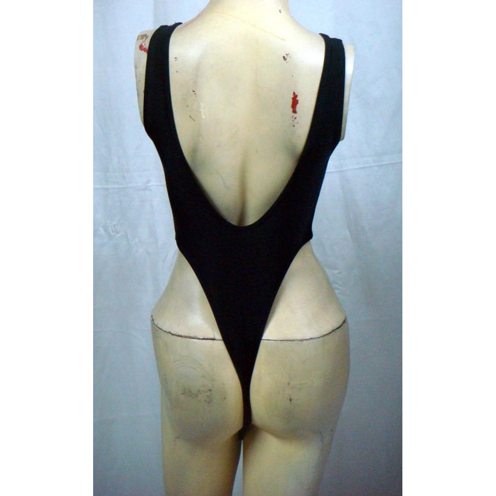 Thong Leotard / Baju Senam Belakang Kecil Warna Hitam Ukuran S M L