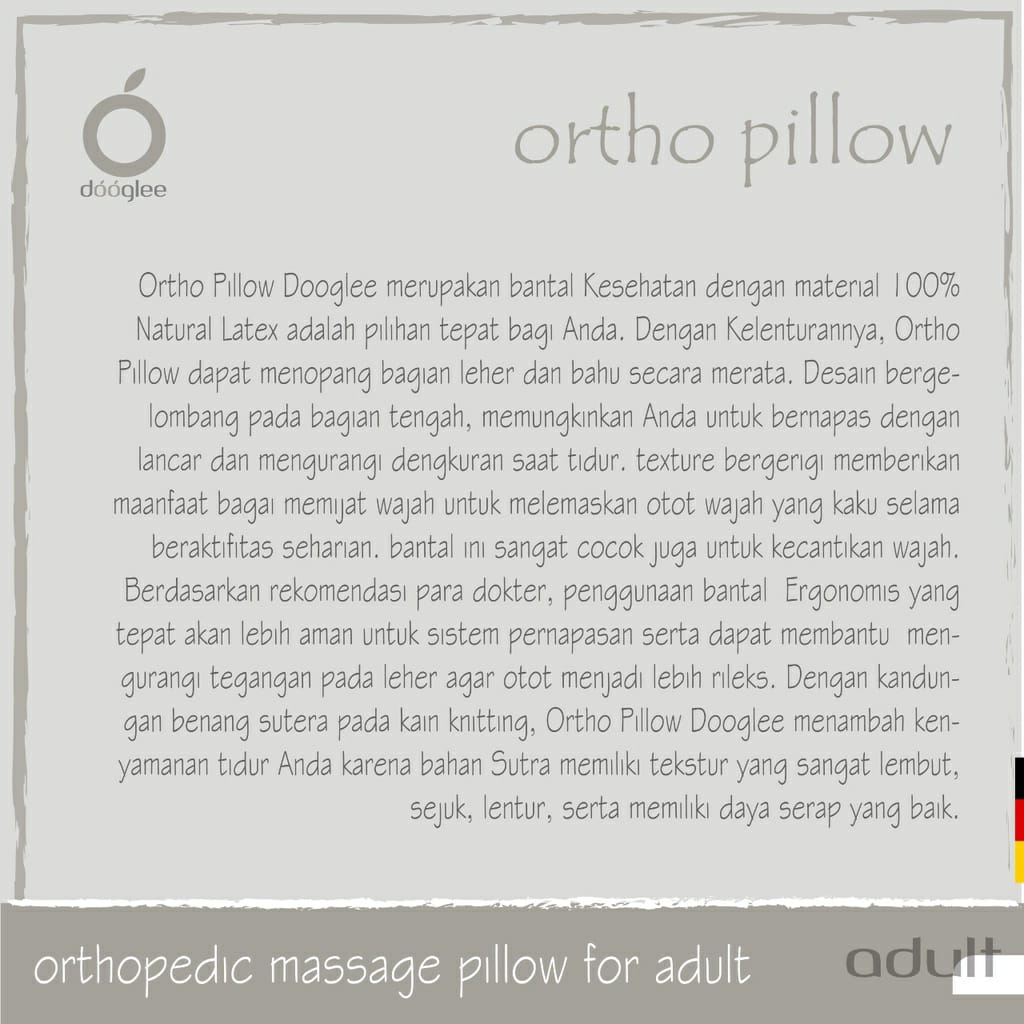 Dooglee Ortho Pillow 60×40×11/9cm / Bantal Dewasa 8997223911485