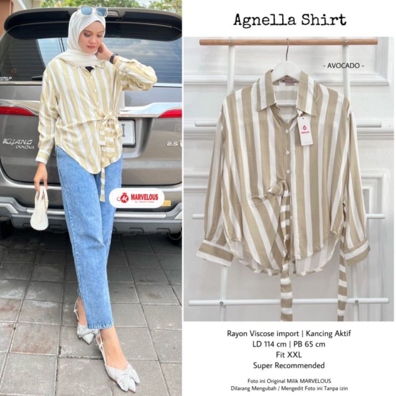 AGNELLA SHIRT BY MARVELOUS (BLOUSE WANITA) Blouse salur muslimah modern rekomended