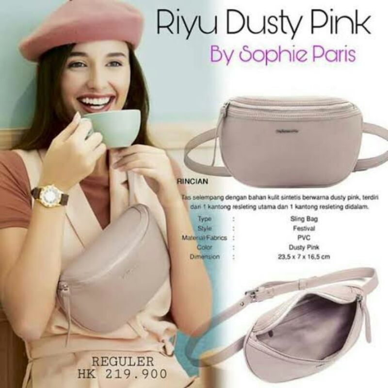 TAS SOPHIE MARTIN PARIS WANITA RIYU DUSTYPINK SLINGBAG WAISTBAG KECIL