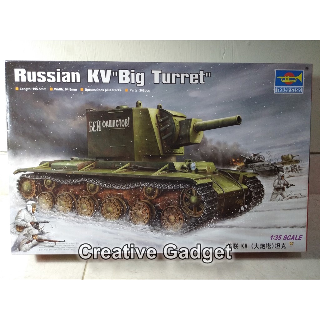 Heavy Russian Tank KV-II Big Turret KV2 - Model Kit Trumpeter 1/35 – Early Version KV-2 Model 1939