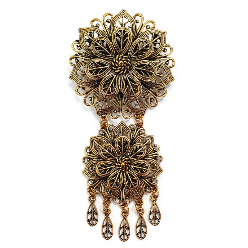 PREMIUM Bros Etnik Kebaya Kutubaru Susun Cantik/Aksesoris Wanita/Bros Tumpuk Tingkat Yogja Jawa Bali-Mewah Gold Bakar