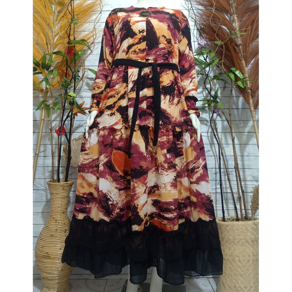 LANGSUNG KIRIM Gamis  Bahan Monalisa Rempel Bawah Model Gamis Mayung Klok