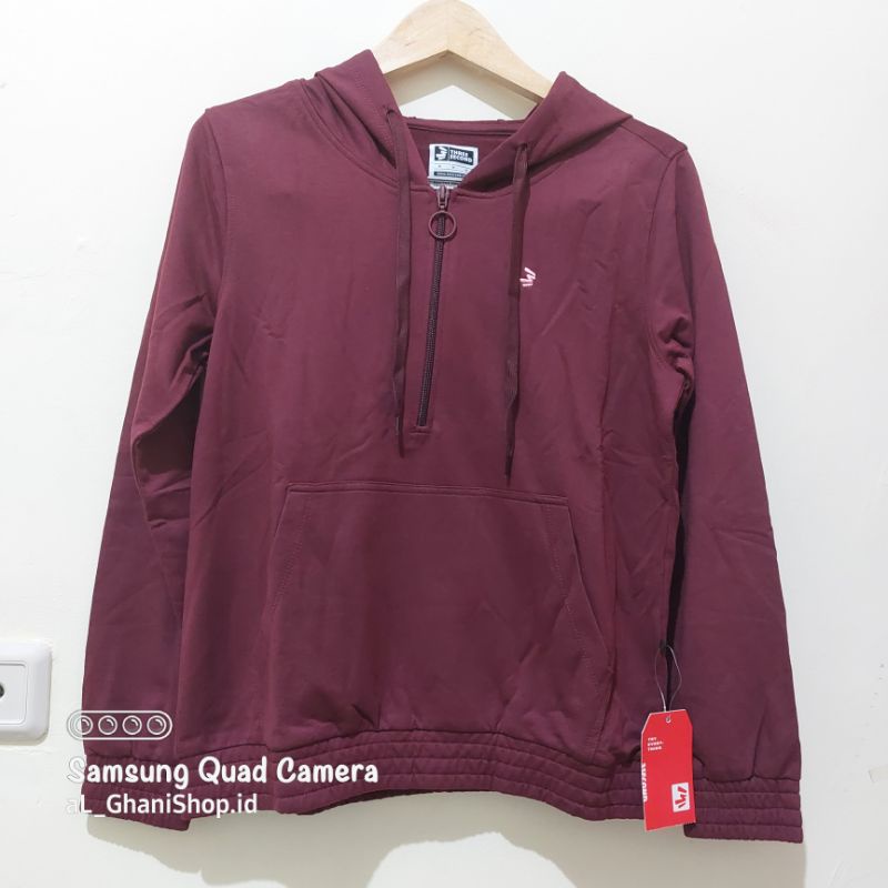 Sweater Hoodie 3second Wanita 102012125 Maroon Women Original Store