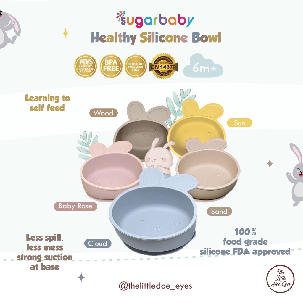 Sugarbaby Healthy Silicone Feeding ( Plate, Bowl, Spoon &amp; Fork, Slabber)