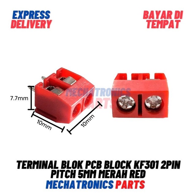 [5690] Terminal Blok PCB Block KF301 2Pin Pitch 5mm Merah Red