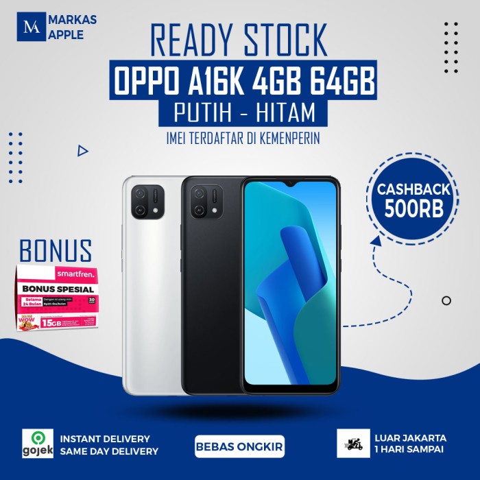 Oppo A16K 4/64 Black Blue White Ram 4 GB 64GB Garansi Resmi