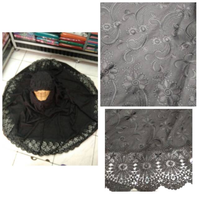 Mukena katun jepang hitam