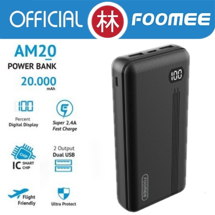 Foomee AM20 20000mAh Dual USB Output &amp; Digital Display Powerbank