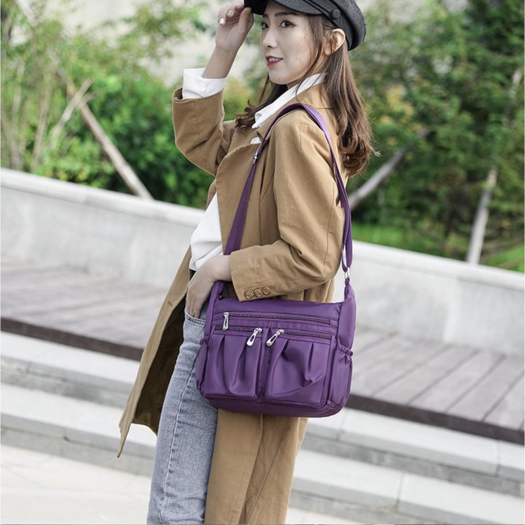 WYK69 Impor Tas Pundak Selempang Lady Night Market Nylon Shoulder Sling Bag TKM