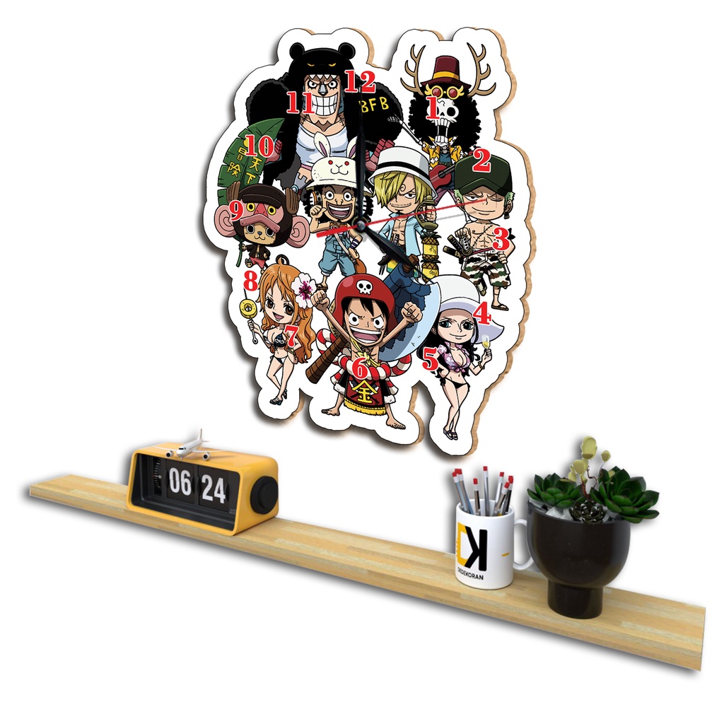 Jam Dinding Pola Unik Design Onepiece Special Edition Free Vintage Box + Baterai rajadekorofficial-All Crew