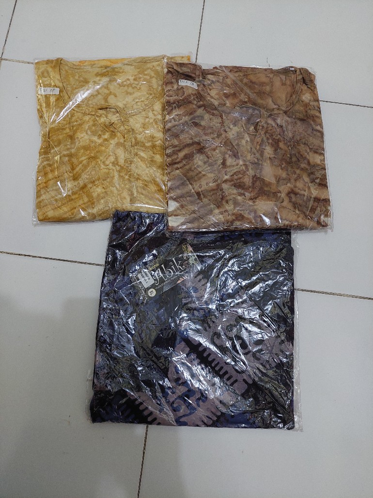 Kaos Katun Batik Lengan Panjang Oblong Asli Cap Abik