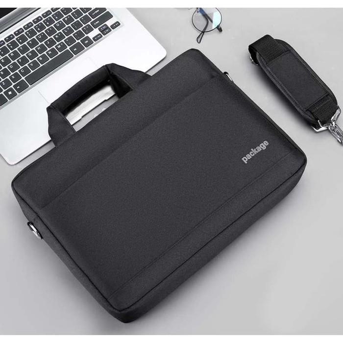 Tas Laptop Selempang Package Briefcase Waterproof Size 17 inch black