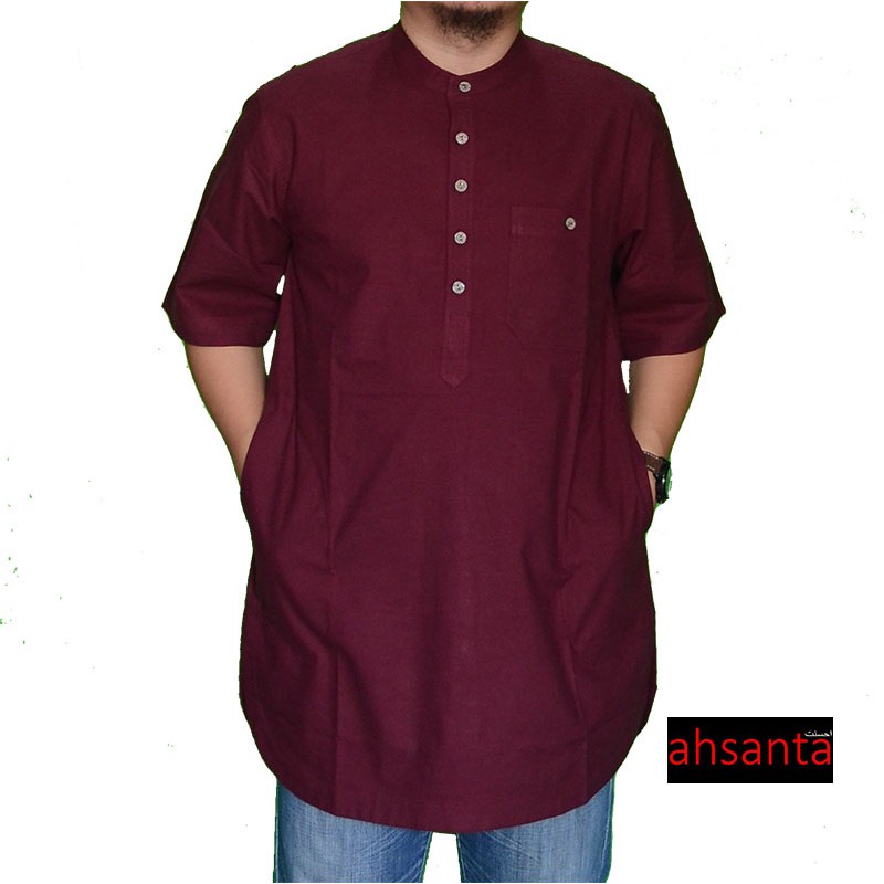 Koko Kurta Ahsanta Original Marun FLANEL Kekinian Limited