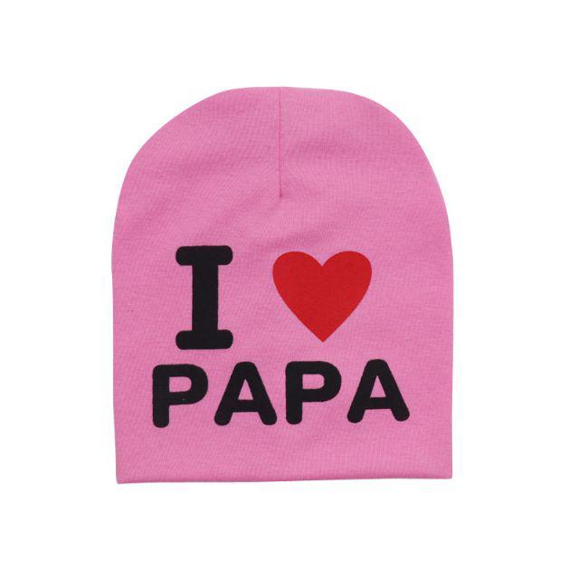 TOPI KUPLUK BAYI / TOPI ANAK UNISEX LUCU ( I LOVE MAMA / I LOVE PAPA )-I❤Papa - Pink