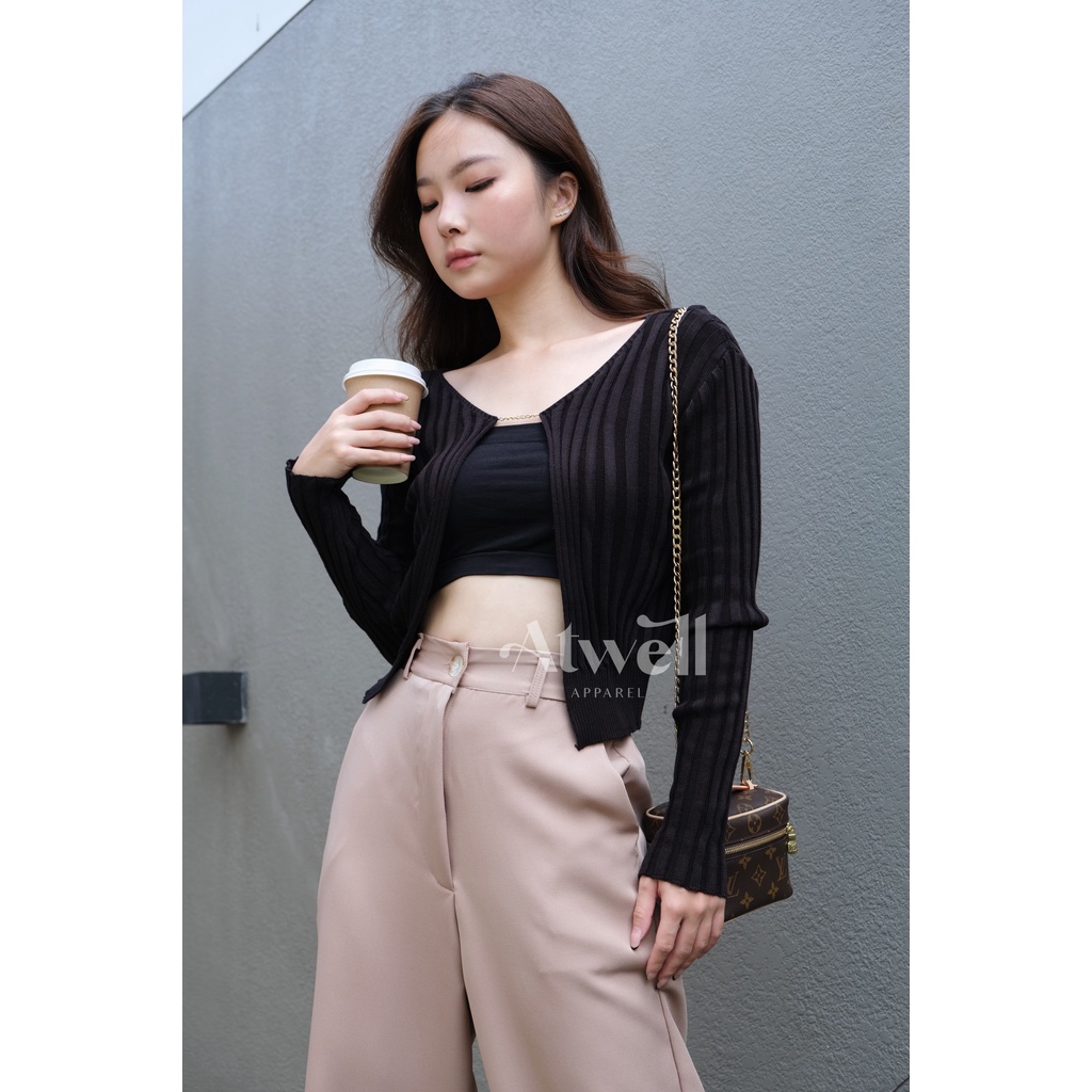 Eloise Ribbed Cardigan with Chain