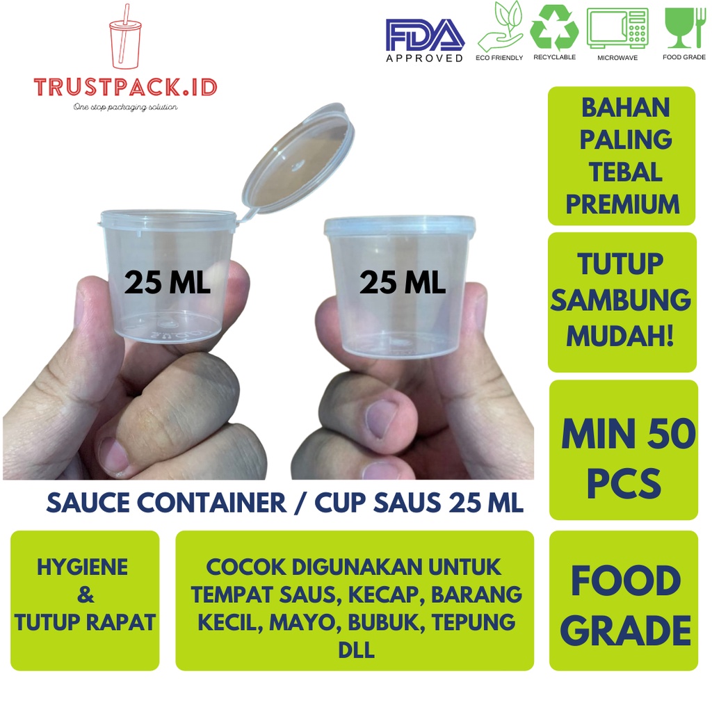 Tempat Saos Plastik 25 ml/ Cup Sambal / Sauce Container