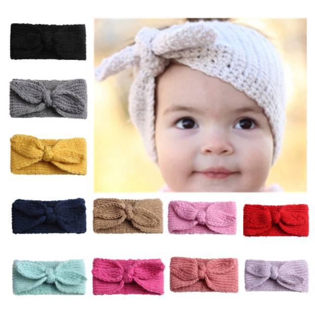 Bandana pita headband bayi Rajut knitted baby headband