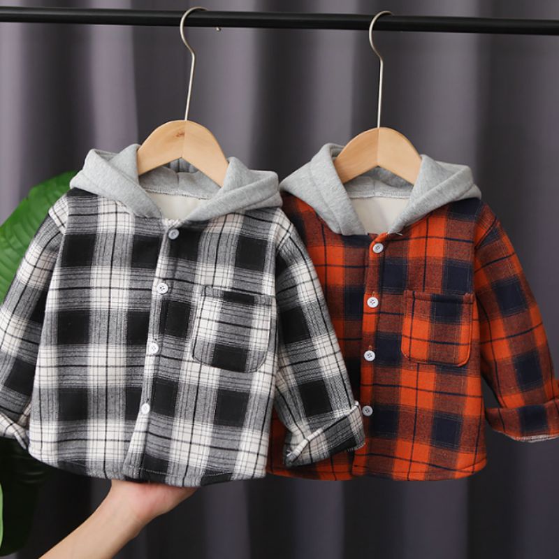 Kemeja  Flanel OSzhKosh 313 katun flanel kotak 1-14 years