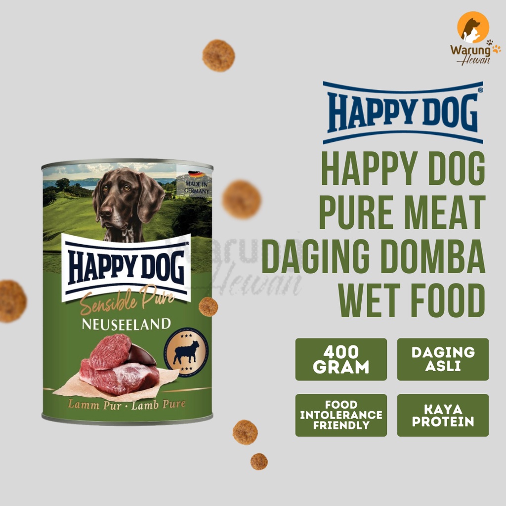 

23bagusmenshop - Happy Dog Pure Meat Lamb 400gr Makanan Anjing Basah Premium Kaleng