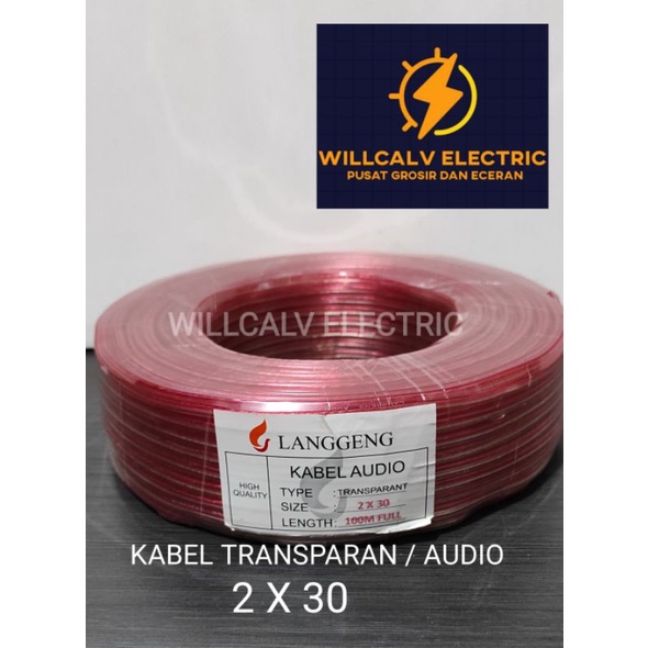 KABEL TRANSPARAN 2X30 - KABEL AUDIO 2X30 FULL 100 METER